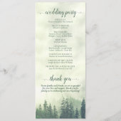 Foggy Green Mountain Pine Forest Rustikale Hochzei Programm (Rückseite)