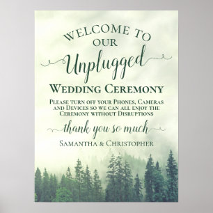 Foggy Green Mountains Unplugged Wedding Zeremony Poster