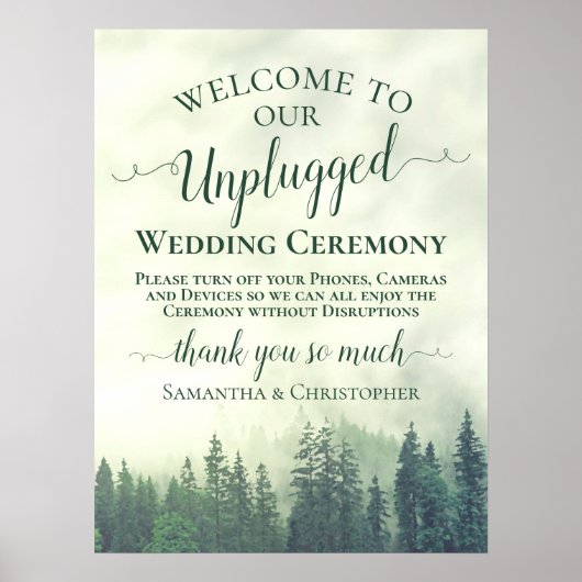 Foggy Green Mountains Unplugged Wedding Zeremony Poster (Vorne)