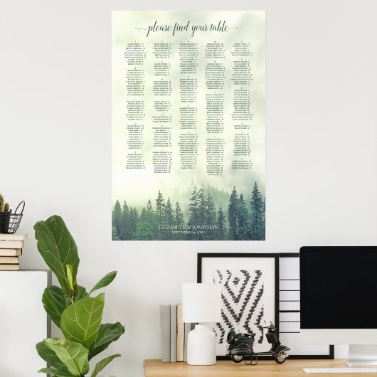 Foggy Green Pine Forest Alphabetic Seekarte Poster (Heimbüro)