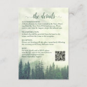 Foggy Green Pine Trees Wedding Details QR Code Begleitkarte (Vorderseite)