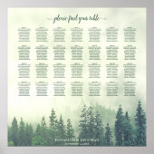 Foggy Green Pines 28 Table Wedding Seating Chart Poster (Vorne)