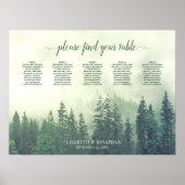 Foggy Green Pines 5 Table Wedding Chart Poster (Vorne)