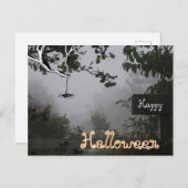 Foggy Herbstgarten mit Spider HALLOWEE Postkarte (Vorne/Hinten)