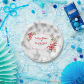 Foggy Light Grauglas und rosa Blume Pappteller (Party)