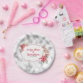 Foggy Light Grauglas und rosa Blume Pappteller (Party)