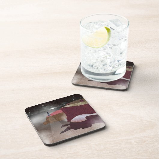 Foggy Lighthouse Getränkeuntersetzer (Rechte Seite)