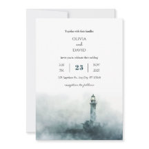 Foggy Lighthouse Morning Watercolor Beach Hochzeit