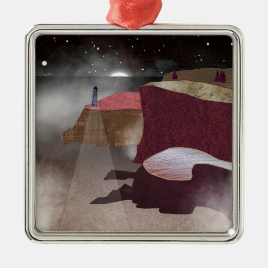 Foggy Lighthouse Ornament Aus Metall (Vorne)