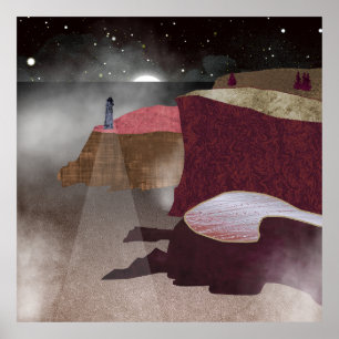 Foggy Lighthouse Poster