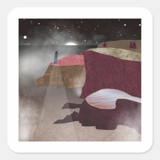 Foggy Lighthouse Quadratischer Aufkleber (Vorderseite)