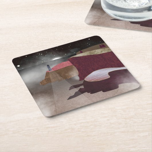 Foggy Lighthouse Rechteckiger Pappuntersetzer (angewinkelt)