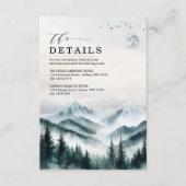 Foggy Moon Mountains Forest Wedding Details Begleitkarte (Vorderseite)