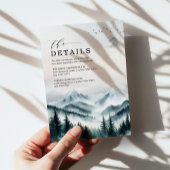 Foggy Moon Mountains Forest Wedding Details Begleitkarte