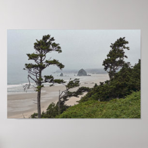 Foggy Morning on Cannon Beach, Oregon Poster
