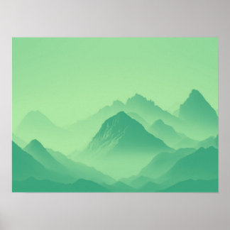 Foggy Mountain Nature Boho Minimalistisch Tinted F Poster