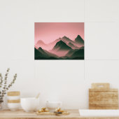 Foggy Mountain Nature Boho Minimalistisch Tinted F Poster (Küche)
