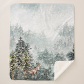 Foggy Mountain Snowy Winter Wald Wald Hirsche Sherpadecke (Vorderseite)