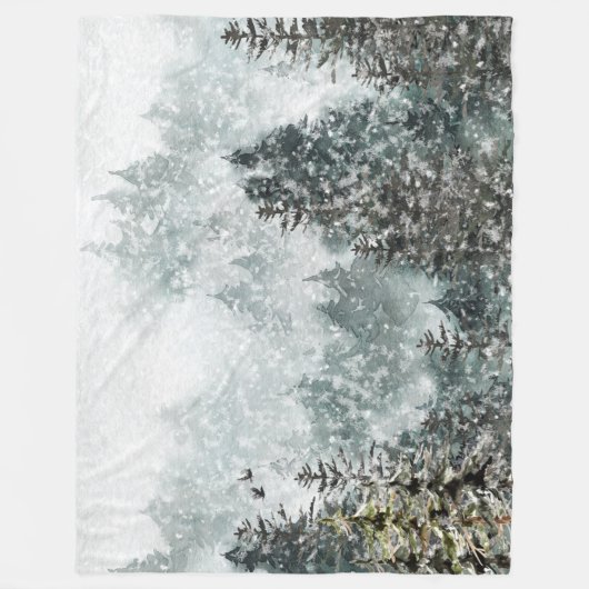 Foggy Mountain Snowy Winter Wald Wälder Ravens Fleecedecke (Vorderseite)