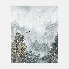 Foggy Mountain Snowy Winter Wald Wälder Ravens Fleecedecke
