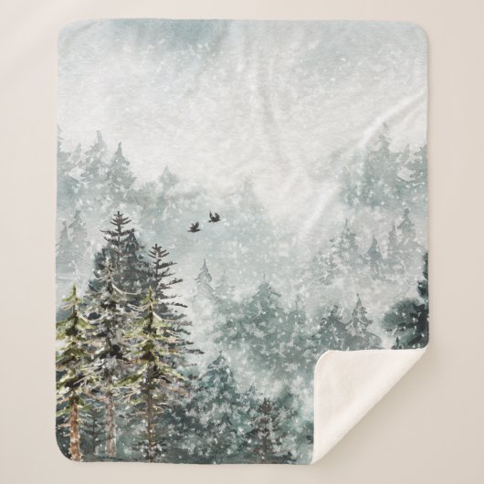 Foggy Mountain Snowy Winter Wald Wälder Ravens Sherpadecke (Vorderseite)