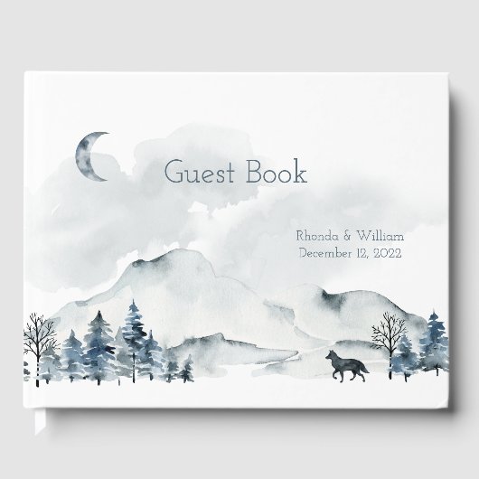 Foggy Mountain Watercolor Hochzeit Gästebuch (Vorderseite)