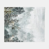 Foggy Mountain Woodland Forest Stag Deer Fleecedecke (Vorderseite (Horizontal))