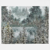 Foggy Mountain Woodland Frozen Lake Sofa Cover Fleecedecke (Vorderseite (Horizontal))