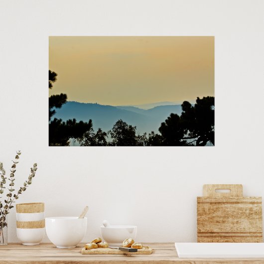 Foggy Mountains Surreal Lemon Sunrise Poster (Küche)