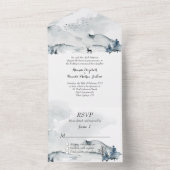 Foggy Mountains Wasserfarbenhochzeit All In One Einladung (Innen Boden)
