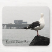 Foggy Newport Pier & Seagull Wassercolor Mousepad (Vorne)