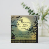 Foggy Night mit Jack o'lantern und Vollmond Einladung (Stehend Vorderseite)