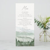Foggy Pine Tree Mountain Wedding Menu Card Einladung (Stehend Vorderseite)