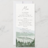 Foggy Pine Tree Mountain Wedding Menu Card Einladung (Vorderseite)