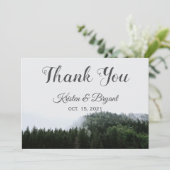 Foggy Pine Trees Rain Forest Wedding Vielen Dank Dankeskarte (Stehend Vorderseite)