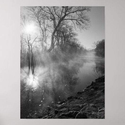 Foggy River Morning Sunrise Poster (Vorne)