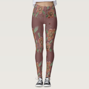 Foggy Rose Flower Leggings