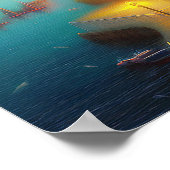 Foggy Seehafen und Leuchtturm Poster (Ecke)