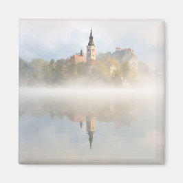Foggy Sonnenaufgang am Bled-See Magnet