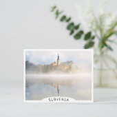 Foggy Sonnenaufgang am Bled-See Postkarte (Stehend Vorderseite)