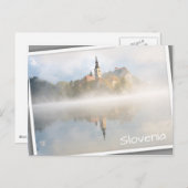 Foggy Sonnenaufgang am Bled-See Postkarte (Vorne/Hinten)