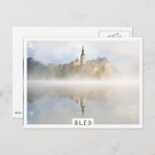 Foggy Sonnenaufgang am Bled-See Postkarte (Vorne/Hinten)