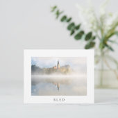 Foggy Sonnenaufgang am Bled-See Postkarte (Stehend Vorderseite)