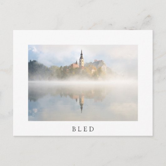Foggy Sonnenaufgang am Bled-See Postkarte (Vorderseite)