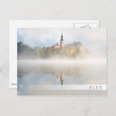 Foggy Sonnenaufgang am Bled-See Postkarte (Vorne/Hinten)