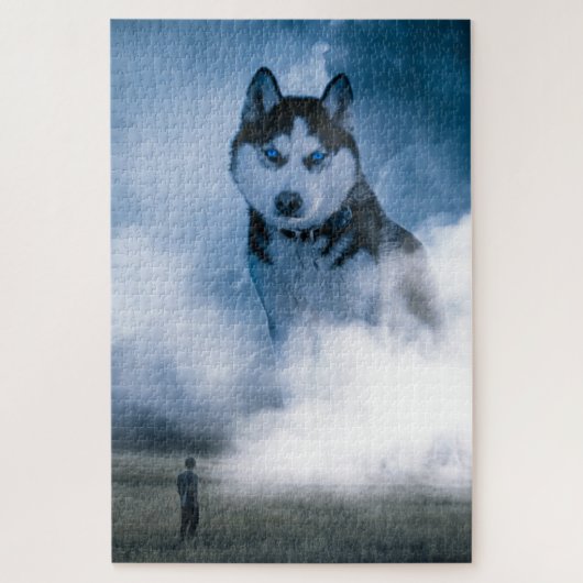 Foggy Spirit Husky | Moderne Fantasie Puzzle (Vertikal)