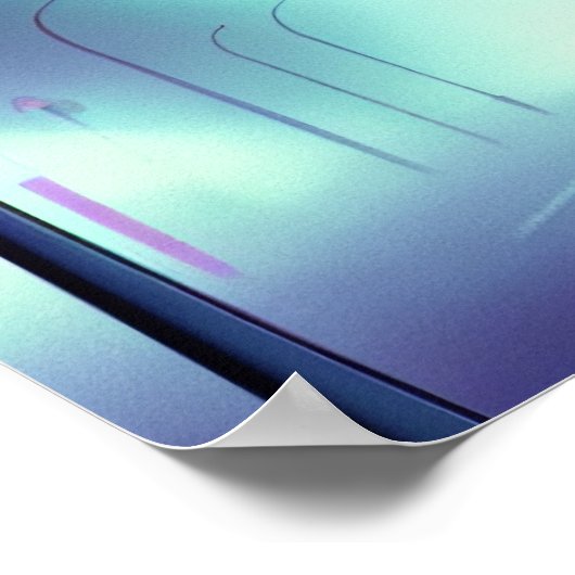 Foggy Street Überschwemmt von Leuchttürmen und Neo Poster (Ecke)