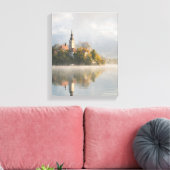 Foggy sunrise Lake Bled Vertikale Leinwand (Insitu (Wohnzimmer))