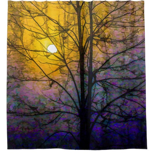 Foggy Sunset Duschvorhang (Vorderseite)