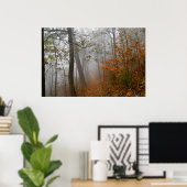 Foggy Trail im Herbst Forest Poster (Heimbüro)